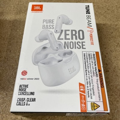 JBL Tune Beam Ear Buds Zero Noise Pure Bass Bluetooth Brand New - White