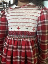 Vintage Hand Smocked Kids Christmas Dress Size 4