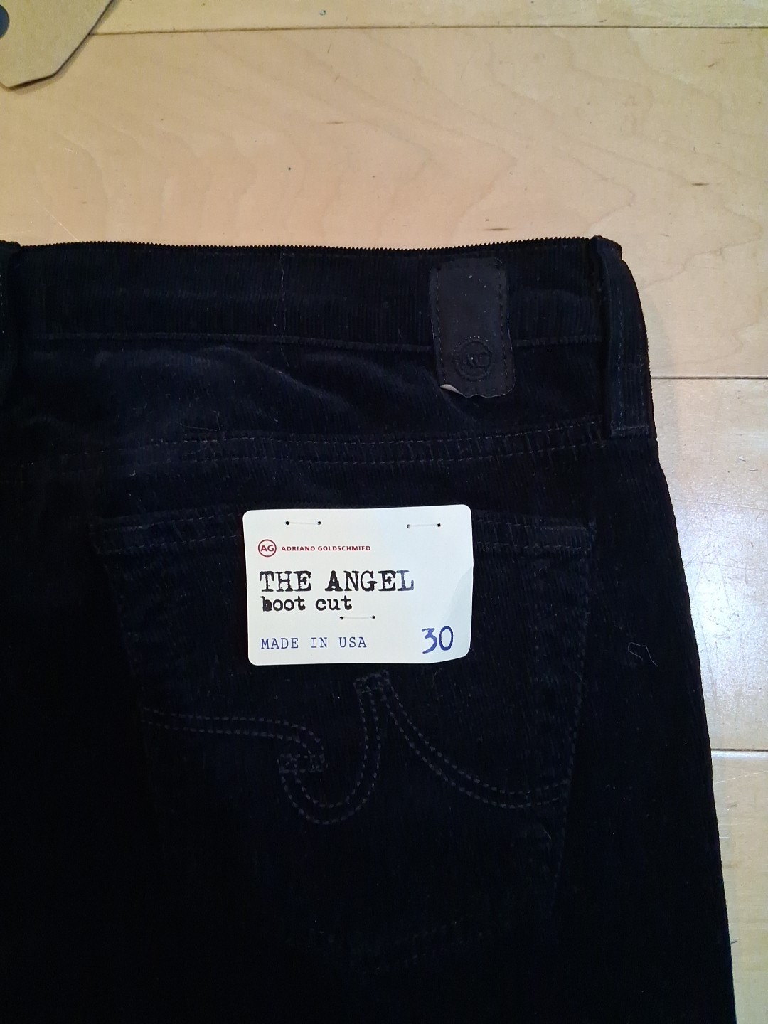 NWT AG Adriano Goldschmied The Angel Bootcut Flare Leg Black Corduroy Pants 30 image 7