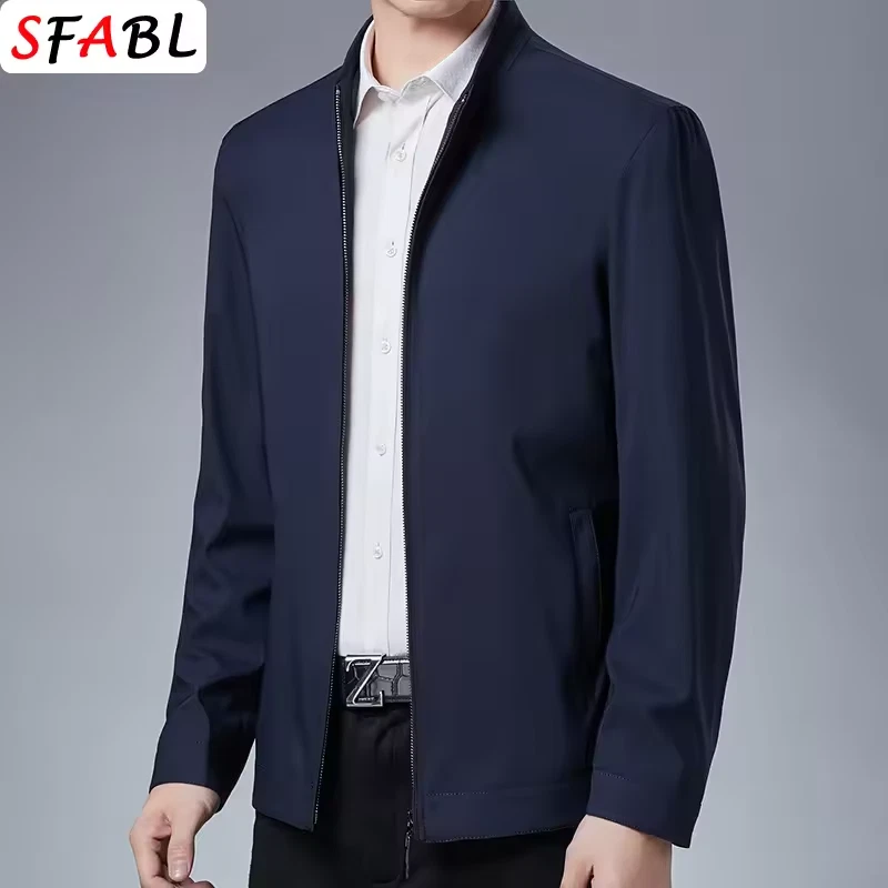 Casual Business Autumn Spring Jackets Outwear Top Men's Zipper Lapel Collar Coat image 3