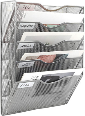 Hanging Wall File Organizer, 5 Pocket Wall Mounted Mail Organizer, Vertical Docu