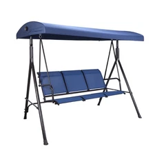 3-Seat Porch Swings with Adjustable Canopy Patio Swing Glider for Adult