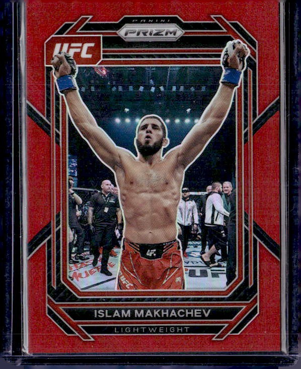 2023 Panini Prizm UFC #177 Islam Makhachev Red Prizms #/199