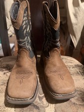 Lil Durango 8 " Blue Tan Western Boot Little Kids Size : 13.5M