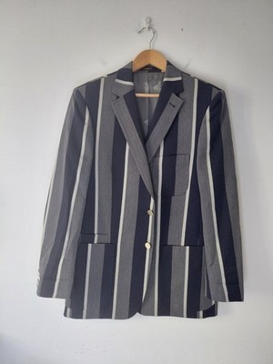 VINTAGE ENGLISH SCHOOL GESTREIFTE BOOTFAHREN RUDER JACKE BLAZER 40 SIMON CARTER