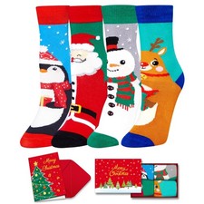 4 Pairs Christmas Socks For Kids Unisex Xmas Sock Gift Teen Girls Boys Holiday