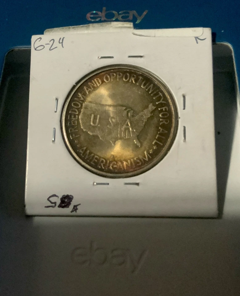 1953-S Washington/Carver Silver  Half Dollar RARE Amazing Gold Toning 🔑date - Image 2 of 4