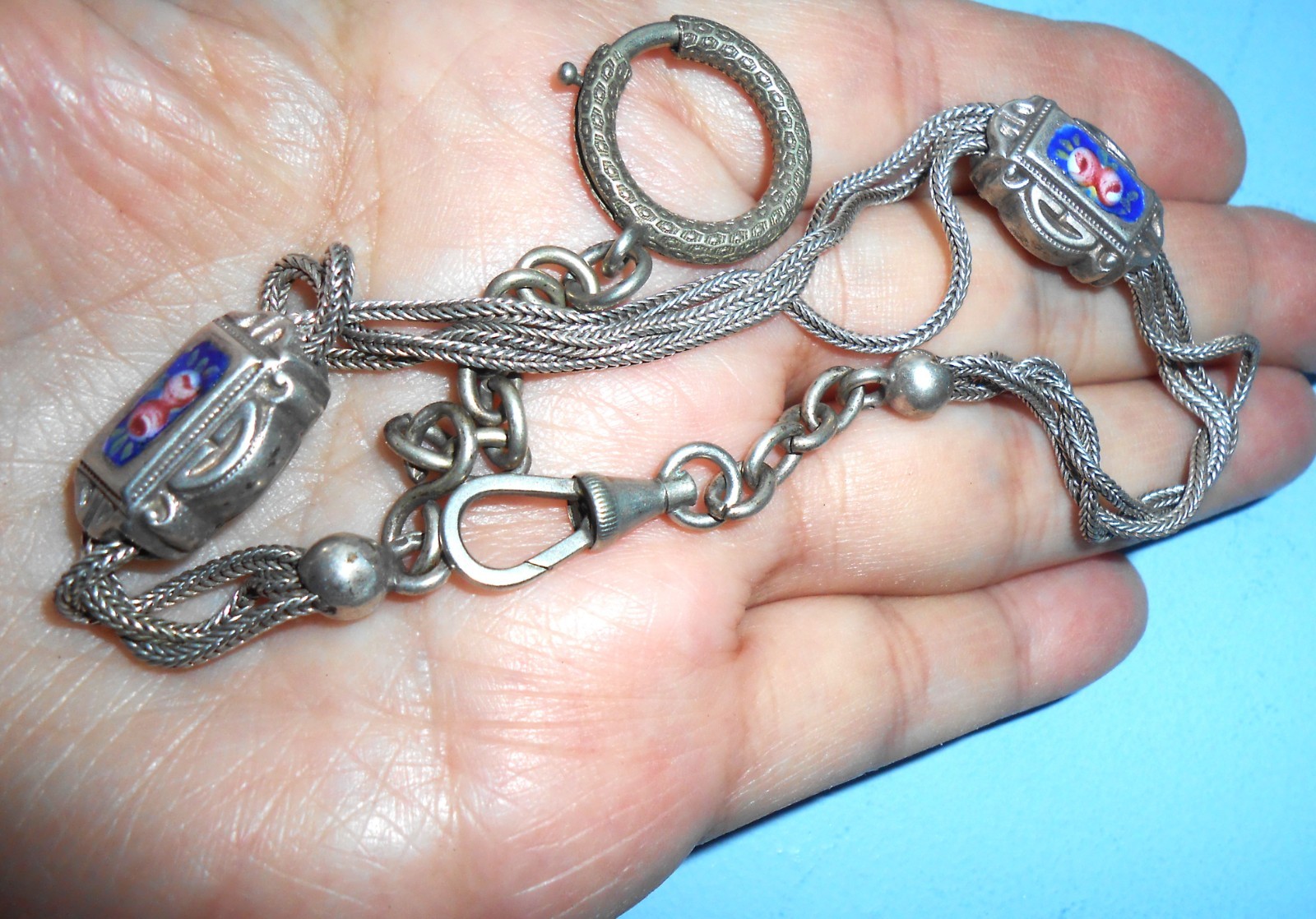 Beautiful Antique Solid Silver Enamel Pocket Watc… - image 1