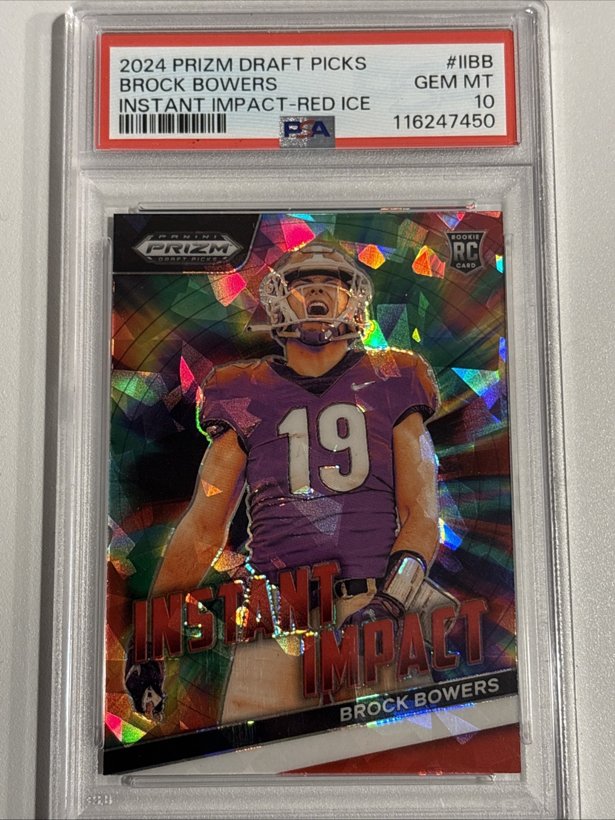 Brock Bowers Panini Prizm Draft Picks Instant Impact #IIBB Red Ice