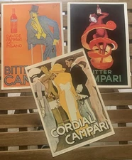3 poster poster poster advertising aperitif Bitter Campari Milan 24x34 cm