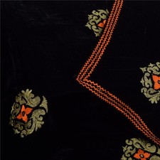 Sanskriti Vintage Black Velvet Dupatta Long Stole Hand Beaded Zari Thread Scarf