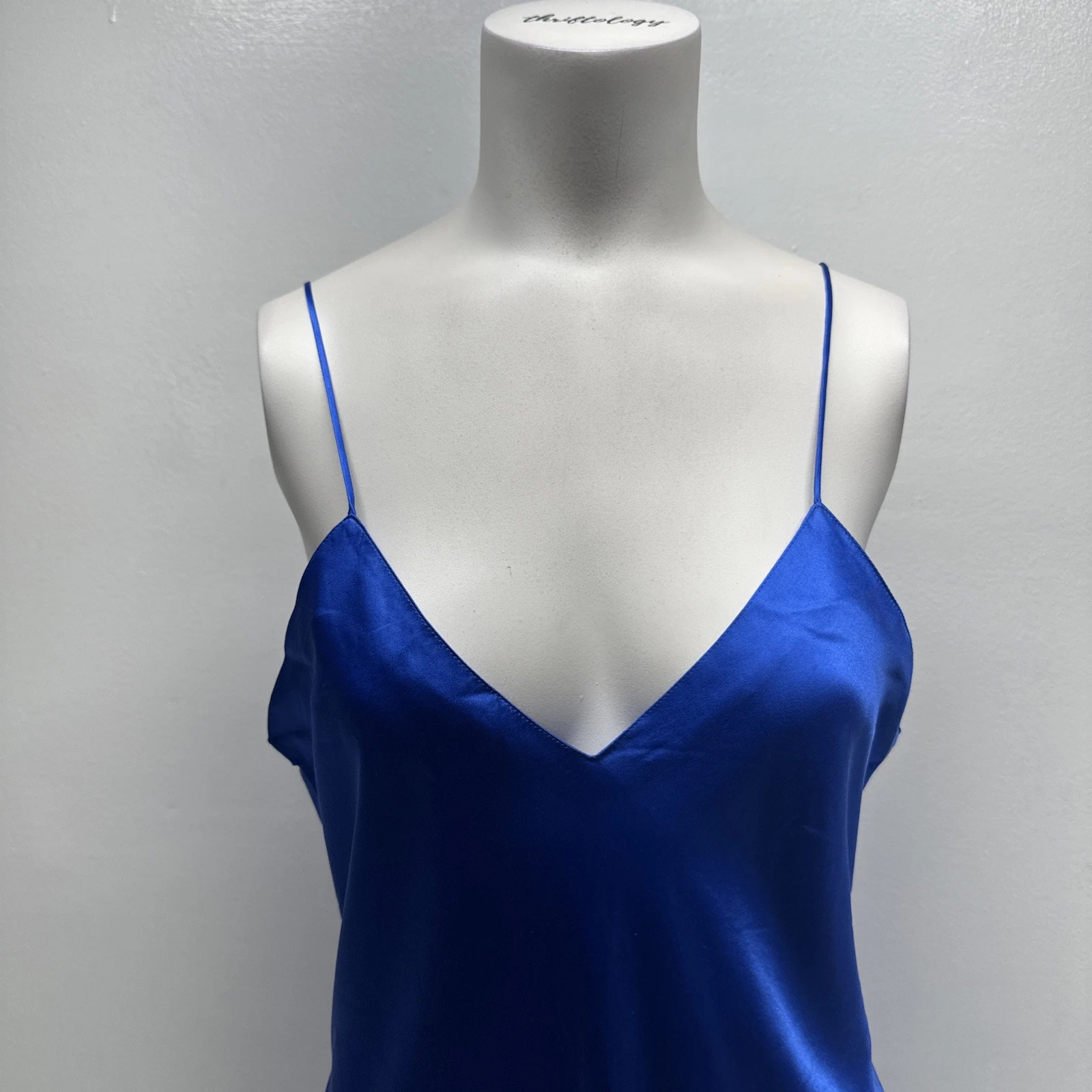 UNDERCOVER Victorias Secret abito slip seta babydoll senza maniche blu vintage 1977 M Medium