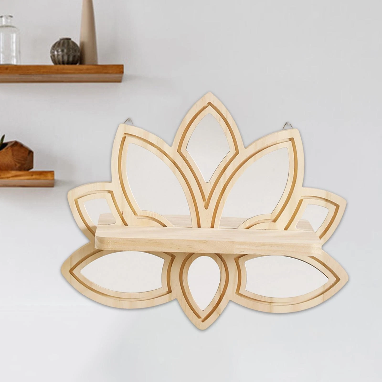 Lotus Wall Shelf Hanging Shelf Multipurpose Ornament Chic Boho Wall Art Decor