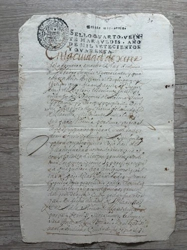 IBERMONEDA | Felipe V-1740 stamp 4th 20maravedís x 2. In Sherry 2 Leaves