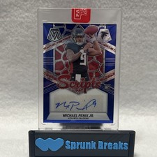 2024 Panini Mosaic Michael Penix Jr. Rookie Scripts Blue No Huddle Auto RC