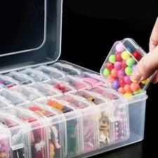 Bead Organizer Box 30Pcs Small Clear Plastic Bead Storage Containers with Hinged