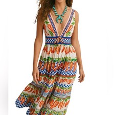Farm Rio Off-White Picnic Peppers Ainika Midi Dress NWT