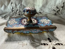 19th Century French Champleve Enameled Ink Blotter