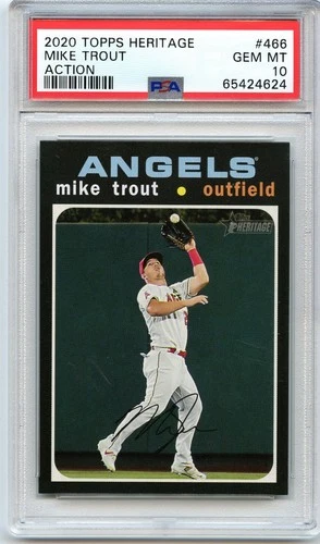 2020 Topps Heritage MIKE TROUT Action Image Variation SP #466 PSA 10 GEM Angels
