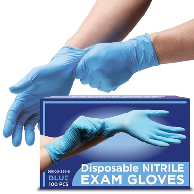 #ad Disposable Nitrile Exam Gloves Blue 4 mil Box of 100 S M L XL 2XL $5.95