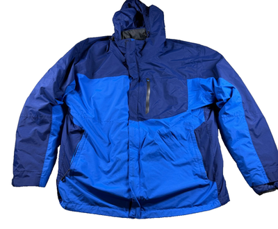 #ad Cabela#x27;s Primaloft Hooded Jacket Blue Full Zip Insulated Men’s XL $49.95