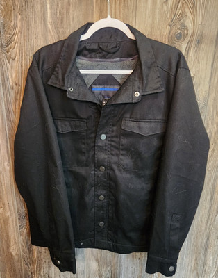 KNOSS 360 Men's All Season Utility Work Jacket Size M Fleece Lined Black Denim