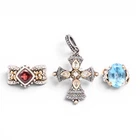 3 VINTAGE DESIGNER BARBARA BIXBY RINGS PENDANT LOT STERLING SILVER 18K GOLD