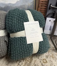 Full/Queen Chunky Knit Bed Blanket - Casaluna: Acrylic, Sweater Knit Dark Teal