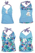 Tommy Bahama XS Reversible Palm Party Halter Swimwear Tankini Top NWT Multicolor