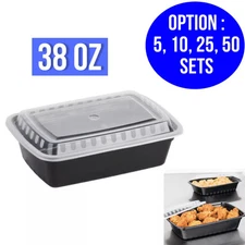 38 oz Plastic Meal Prep Food Containers With Lids Microwavable Reusable