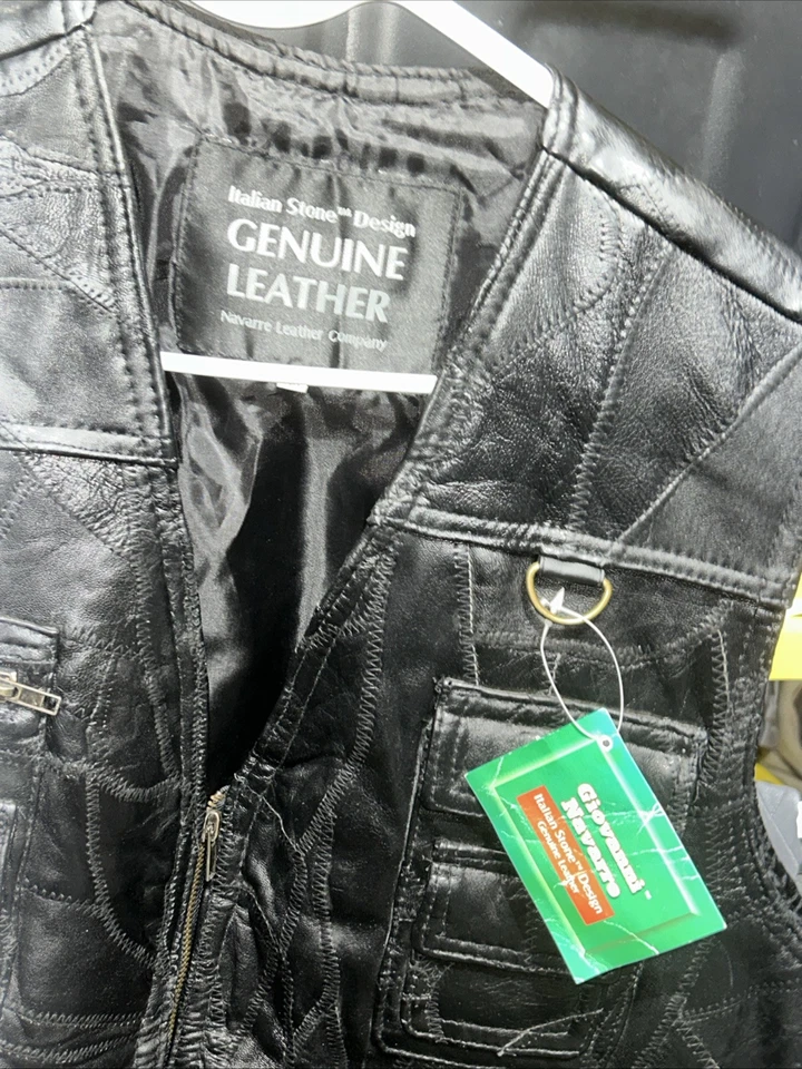 Chaleco de Cuero Motociclista Hombre 3XL NUEVO CON ETIQUETAS Giovanni Navarra Piedra Italiana💯✅ Foto 2 de 4