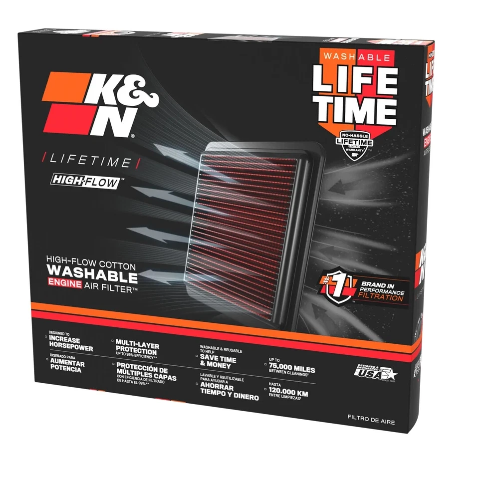 Filtro de aire K&N compatible con BMW 730i 740iL 750i 760i 745d 745i V8 L6 V12 33-2254 2001-08 Foto 3 de 4