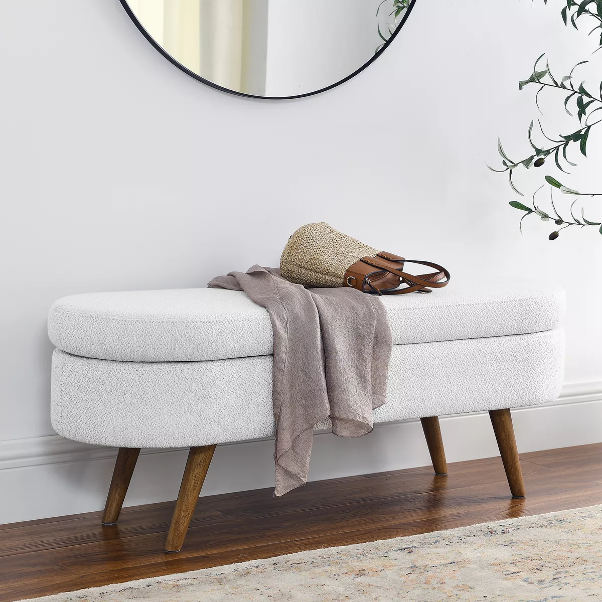 Oval 2024 storage ottoman
