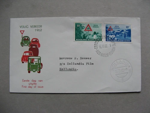 NETHERLANDS NEW GUINEA, cover FDC 1962, used, traffic police VW T1 van