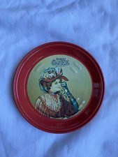 VINTAGE 1974 COCA COLA METAL COASTER W/ LADY IMAGE