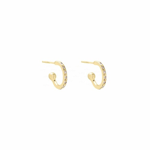 VS/F-G Diamond 14K Gold Mini Hoop Women Jewelry Earring- The Jewelz - Picture 2 of 5