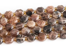 8MM Genuine Natural Brown Moonstone Beads Grade AA Faceted Coin Loose Beads