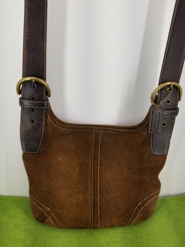 brown suede coach bag