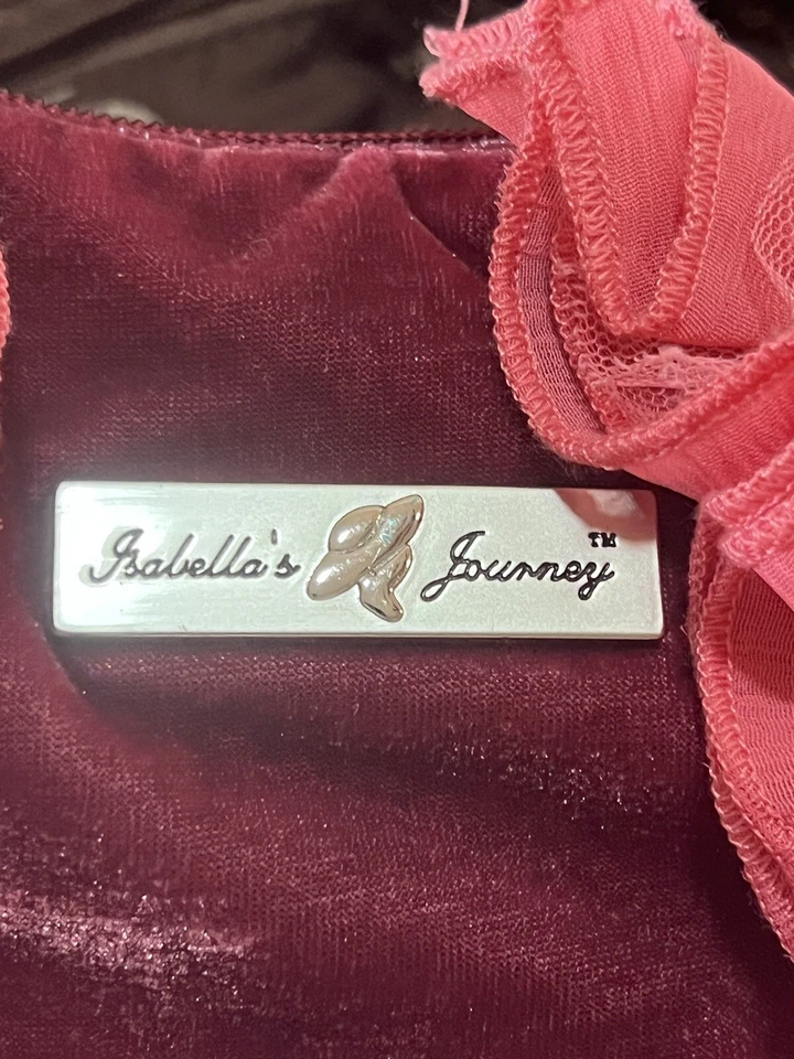 Isabella’s Journey 全新带标签单肩包天鹅绒粉色栗色 — 第 3/4 张图片