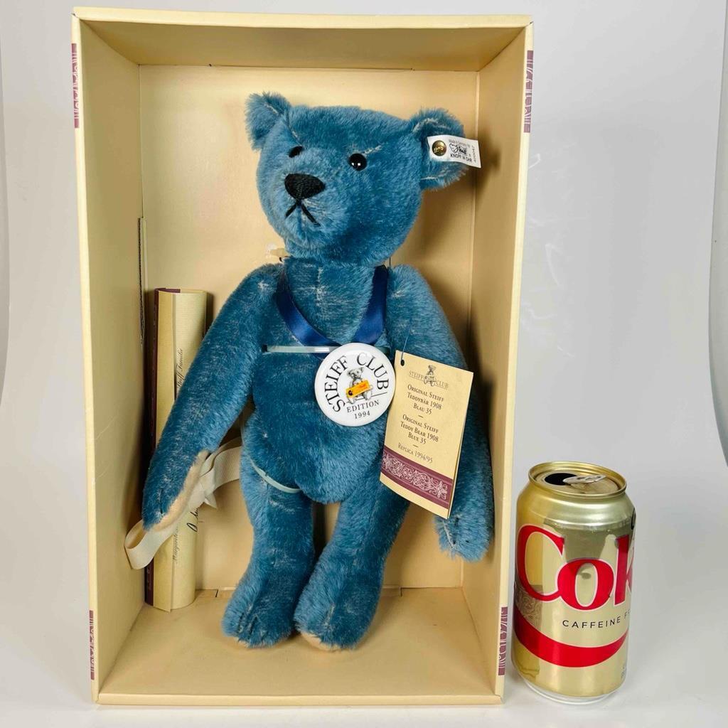 NIB 1994 Steiff Club Replica 1908 Blue 35cm Mohair Stuffed Teddy Bear Button Ear | eBay NIB 1994 Steiff Club Replica 1908 Blue 35cm Mohair Stuffed Teddy Bear Button Ear | eBay