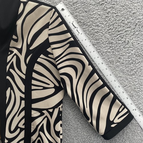 Chaqueta Chico’s Collection Mujer Talla 1(M/8) Negra y Beige Estampado Abstracto Cremallera - Imagen 5 de 9