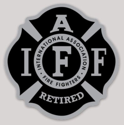 2 Inch Non-Reflective IAFF Black Gray Firefighter RETIRED Maltese Sticker Decal