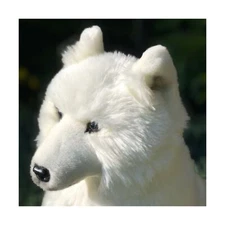 Auswella Plush 20 Inch White Arctic Wolf- Sitting White Wolf Plush Stuffed An...