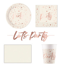 Rose Gold Elegant Party Tableware Decorations Plates Cups Napkins Tablecover