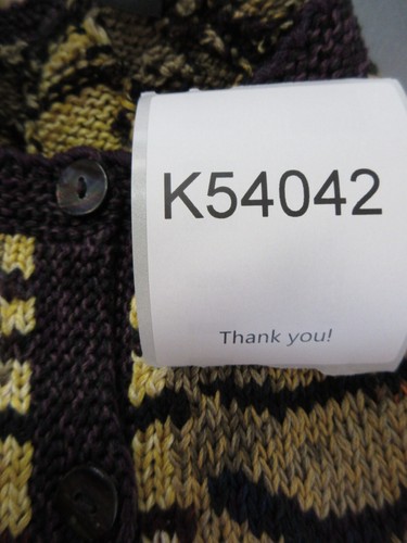 Peruvian Connection Sweater Women Medium Yellow Cardigan Animal Print Chunky - Picture 10 of 10