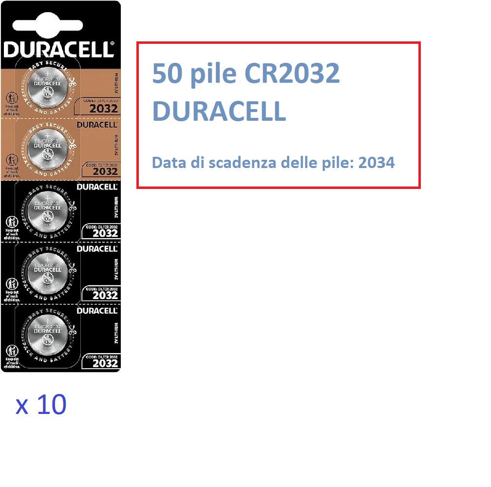 Mega Pack 50x Duracell CR2032 Litio 3V DL2032 | Prezzo Ingrosso