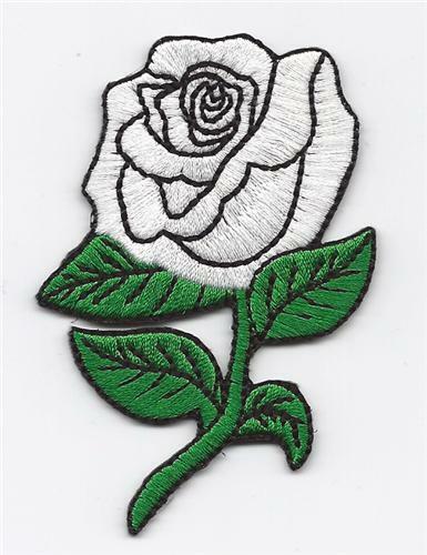WEISSE ROSE STOFF PATCH DAMEN BIKER SCOOTER BLUME ROCKABILLY #0018 - Bild 1 von 1