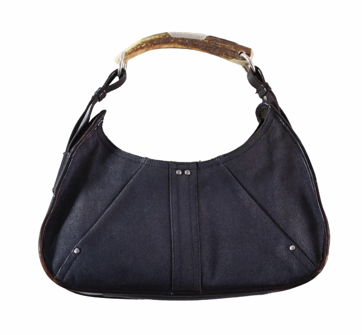 YSL/YVES SAINT LAURENT DENIM MOMBASA DEER HORN BAG ORIGINALLY $1690