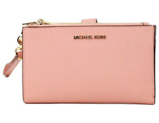 Michael Kors Jet Set Double-Zip Wristlet Primrose Pink Leather 35F8GTVW0L NWT