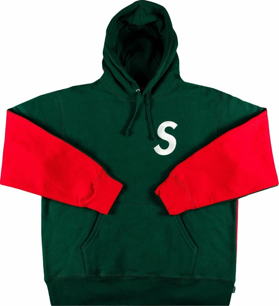 Supreme S Logo Split Hooded Sweatshirt Green Size Large | eBay